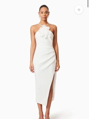 Janelle 3D Midi Dress in White